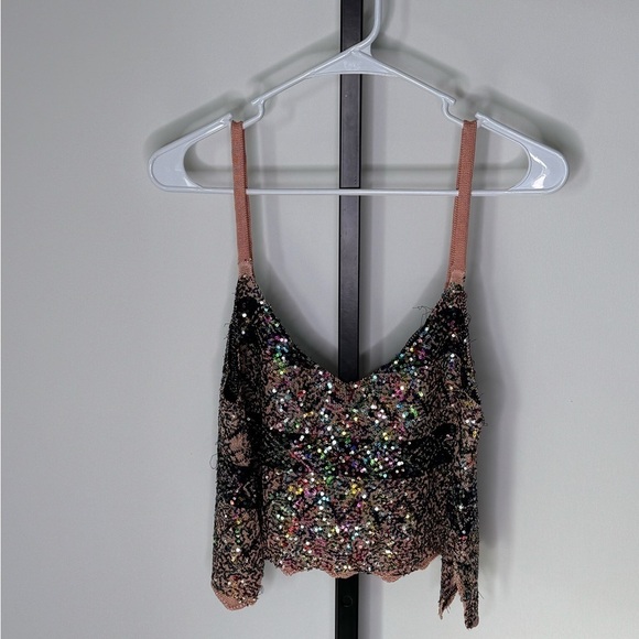 Free People Twilight Rose Combo Tank Sequin Crop Camisole in Pink and Blue - Picture 9 of 9